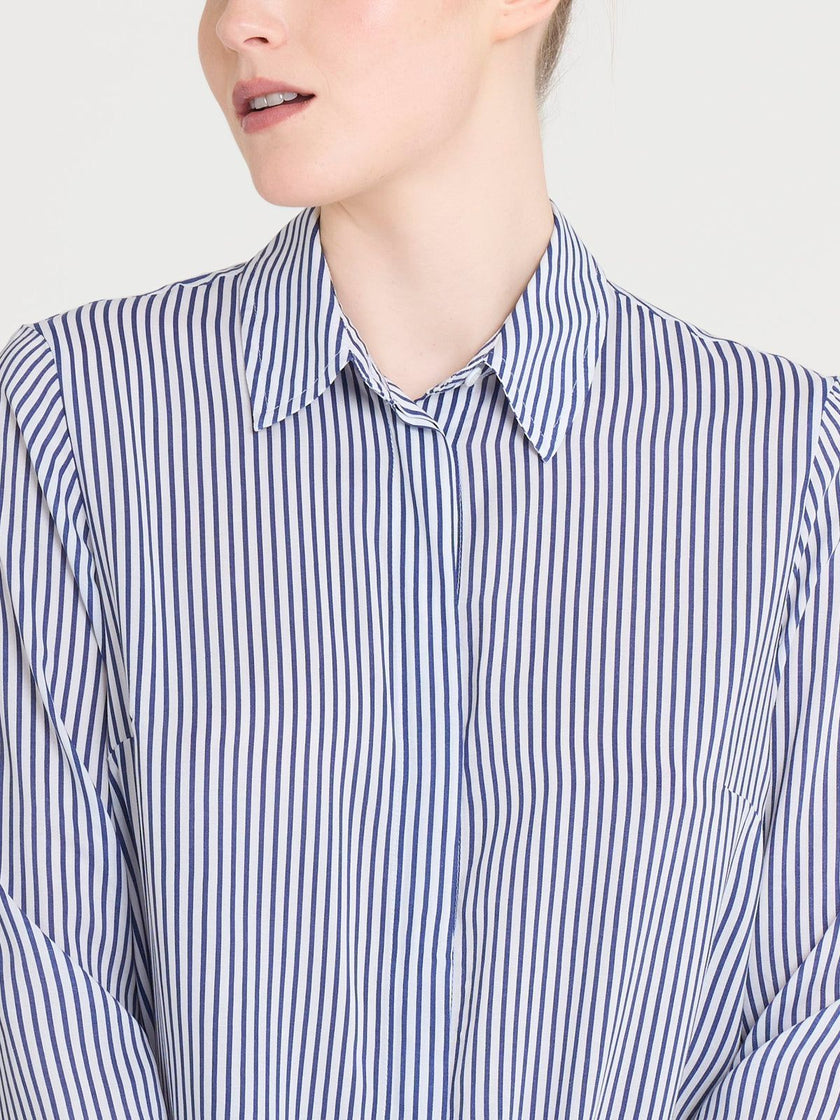 Camicia con stripes e manica lunga in Ecoseta RAGNO