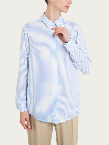 Camicia con stripes e manica lunga in Ecoseta RAGNO