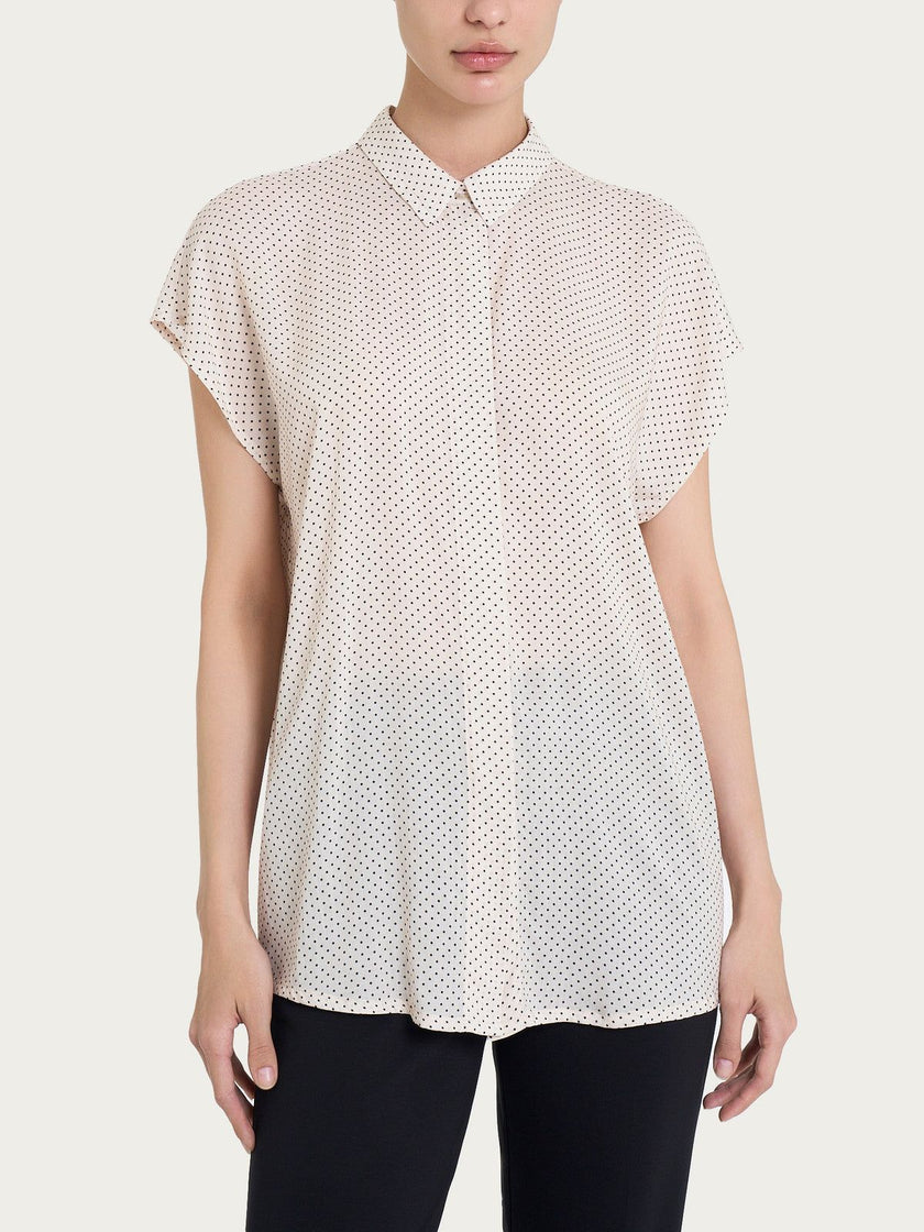 Camicia con Dots e Manica Corta a Kimono in Ecoseta RAGNO