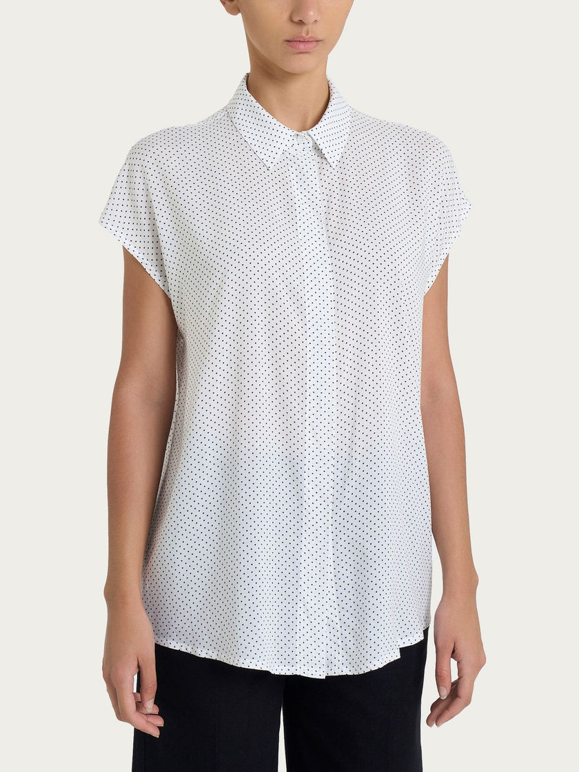 Camicia con Dots e Manica Corta a Kimono in Ecoseta RAGNO