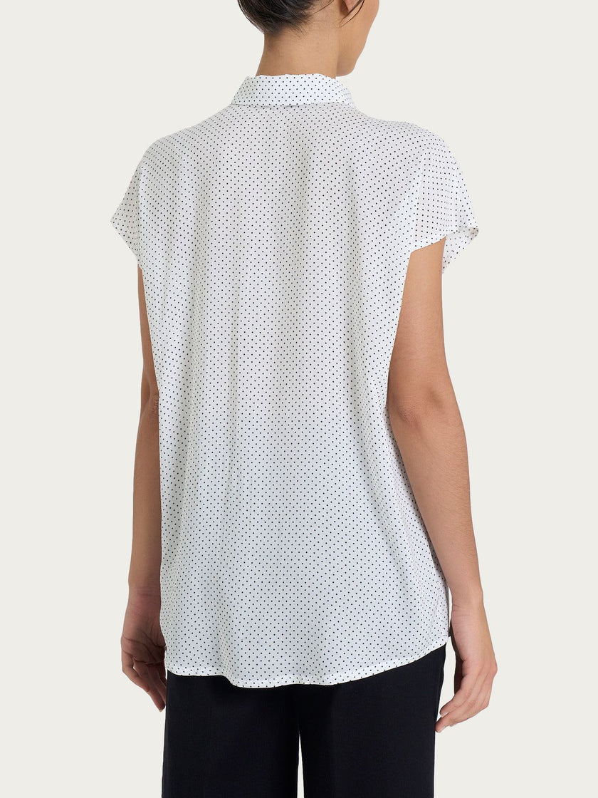 Camicia con Dots e Manica Corta a Kimono in Ecoseta RAGNO