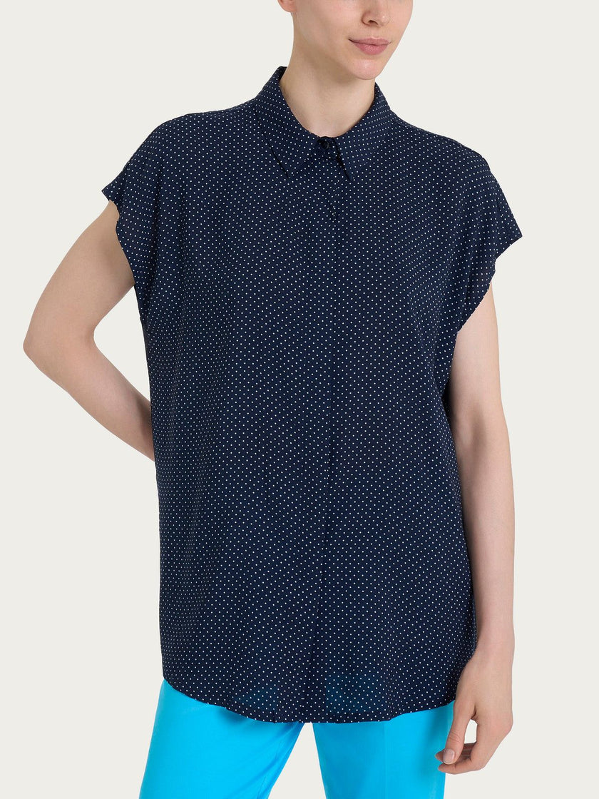 Camicia con Dots e Manica Corta a Kimono in Ecoseta RAGNO