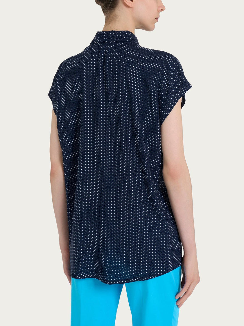 Camicia con Dots e Manica Corta a Kimono in Ecoseta RAGNO