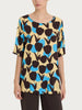 Blusa girocollo con macro tulips pattern in Ecoseta RAGNO