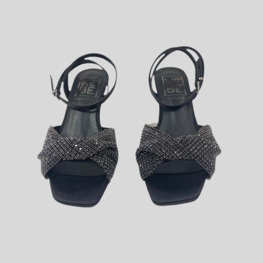 Sandalo aperto con tacco basso e strass WEBE