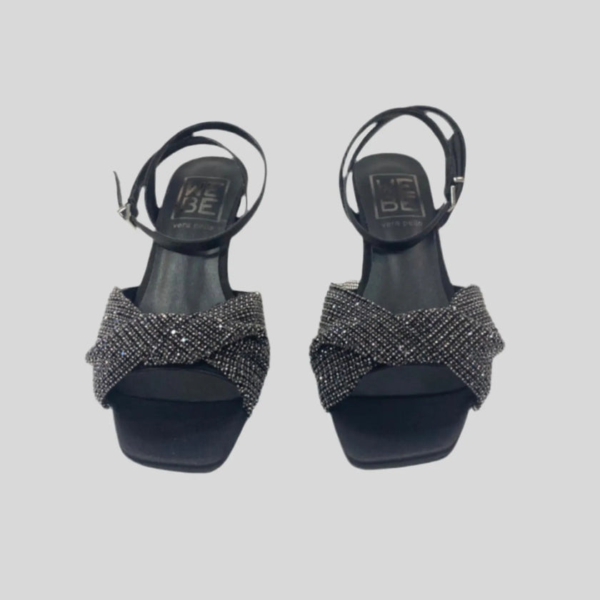 Sandalo aperto con tacco basso e strass WEBE