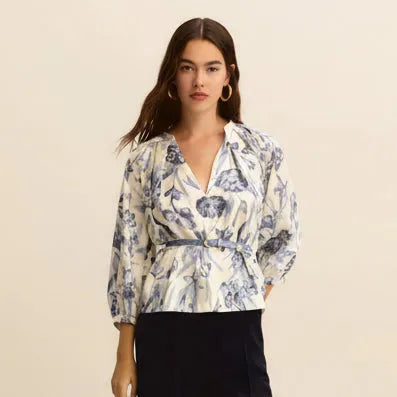 Blusa eden a fantasia con scollatura v EMME MARELLA — dettaglio tessuto | WEMAX