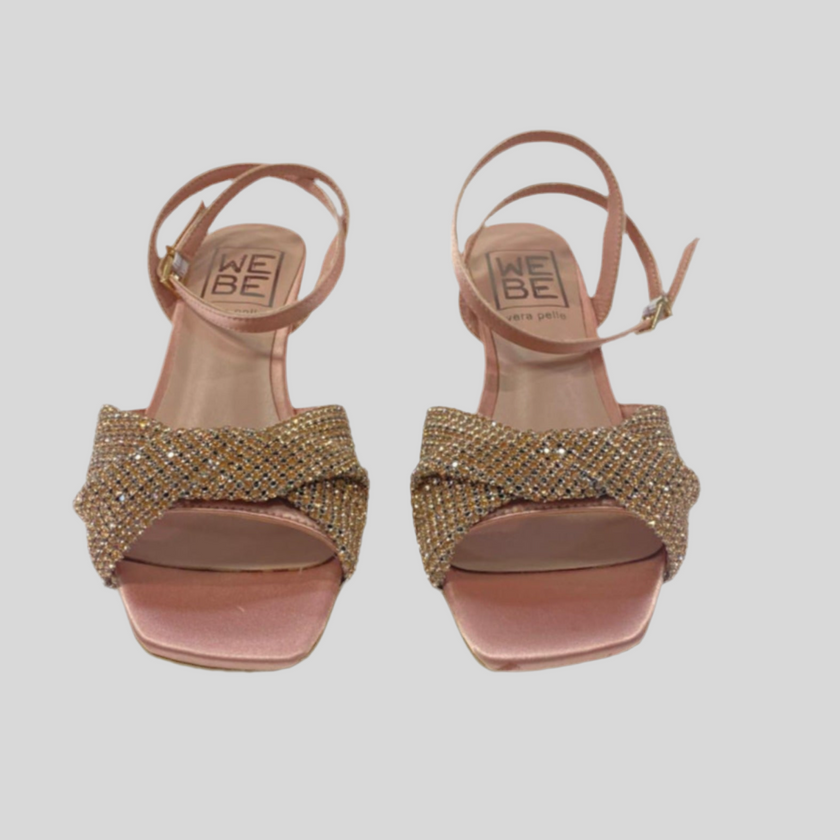Sandalo aperto con tacco basso e strass WEBE