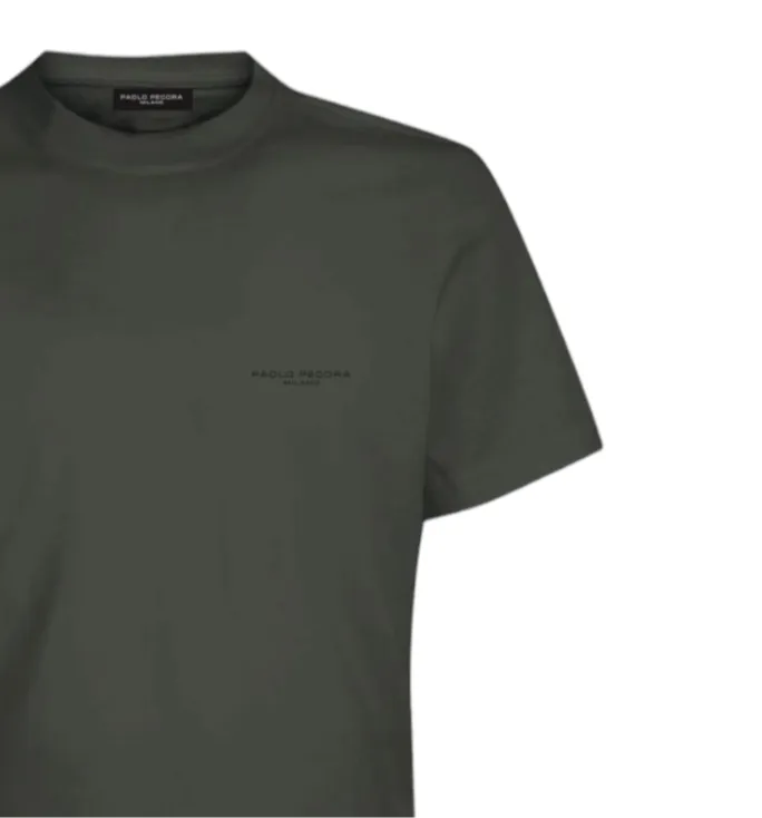 T-Shirt giro collo fit regolare con logo PAOLO PECORA