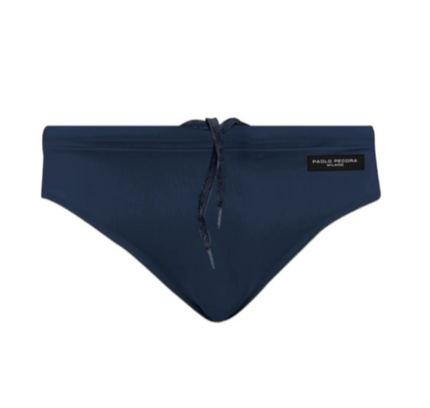Costume slip elasticizzato con lacci e logo. PAOLO PECORA