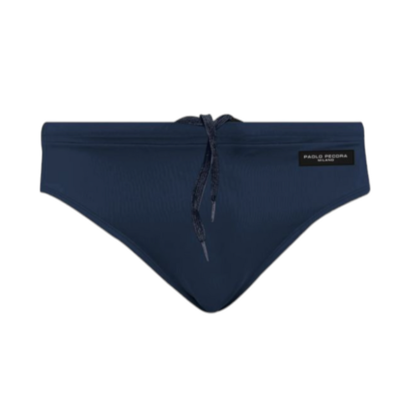 Costume slip elasticizzato con lacci e logo. PAOLO PECORA