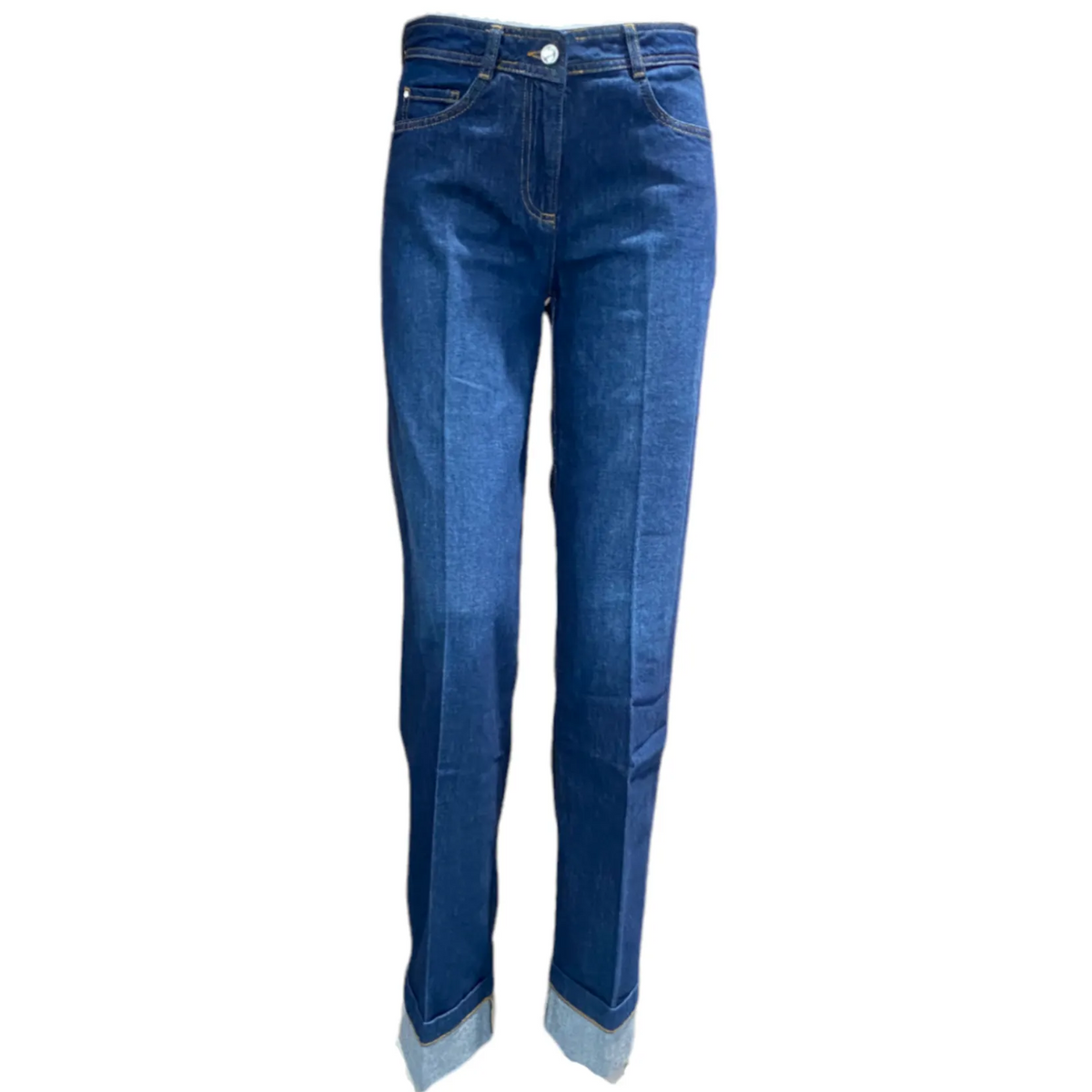 Jeans a zampa con risvolti a contrasto PENNYBLACK