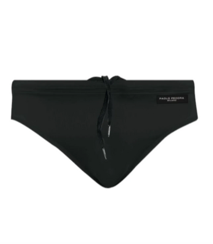 Costume slip elasticizzato con lacci e logo. PAOLO PECORA