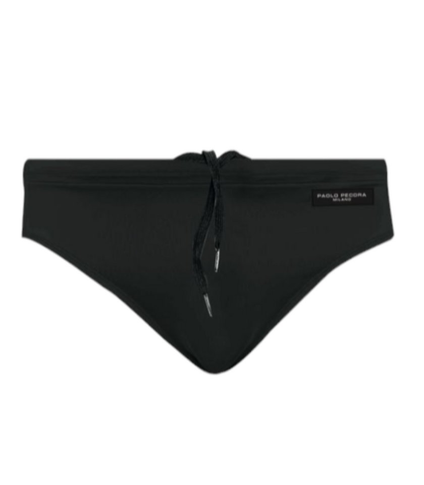 Costume slip elasticizzato con lacci e logo. PAOLO PECORA