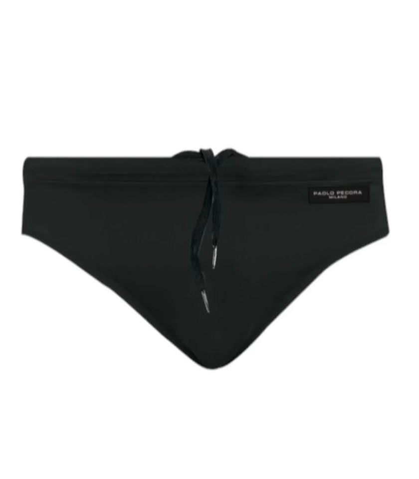 Costume slip elasticizzato con lacci e logo. PAOLO PECORA