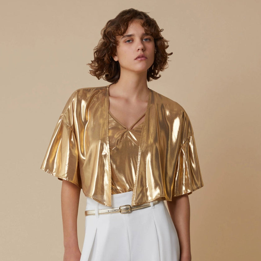 Coprispalle in georgette laminata PENNY BLACK