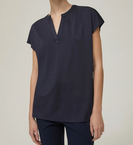 Blusa Maniche Corte con Collo Serafino