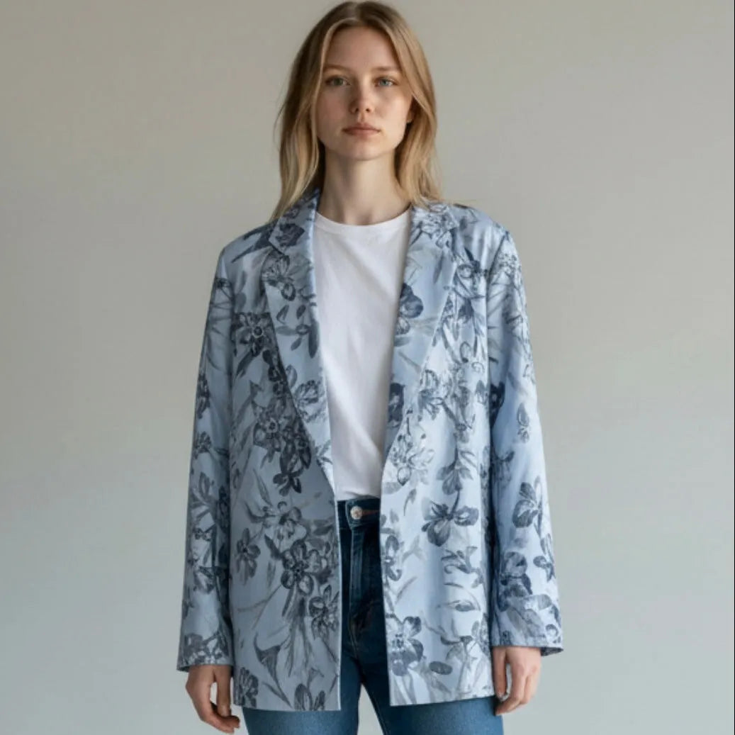 Giacca fulmine floreale comfort fit EMME MARELLA — dettaglio tessuto | WEMAX