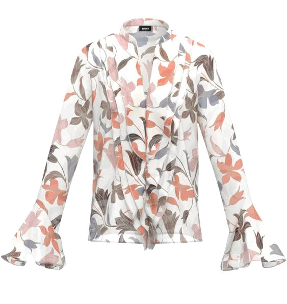 Blusa Fantasia a Fiori con Collo Coreano e Rouches EMME MARELLA