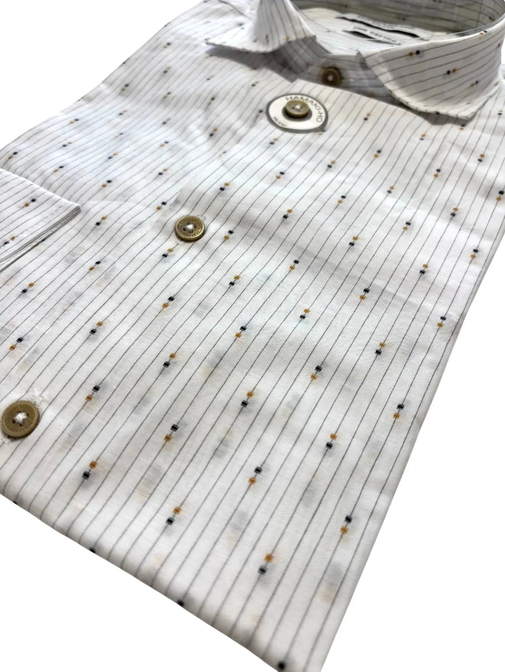 Camicia con motivo a righe e microfantasia HAMAKI-HO