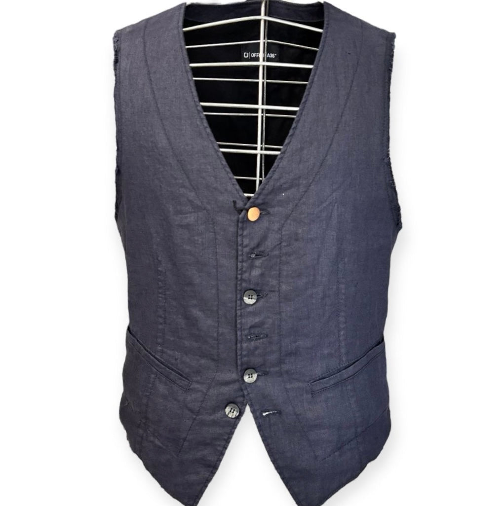 Gilet COCCO con bordi sfrangiati alle maniche e chiusura 6 bottoni OFFICINA 36