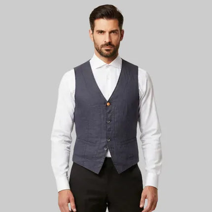 Gilet con bordi sfrangiati alle maniche e chiusura 6 bottoni