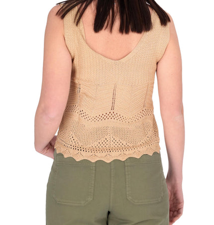 Gilet Traforato con Scollo a V in Filo