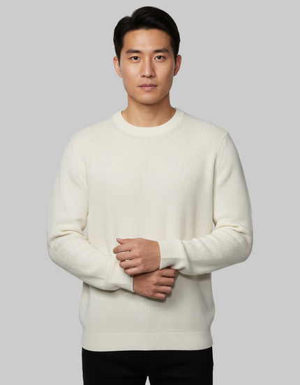 Maglia Giro Collo Micro Trama ALTATENSIONE, Bianco — vista retro/laterale | WEMAX