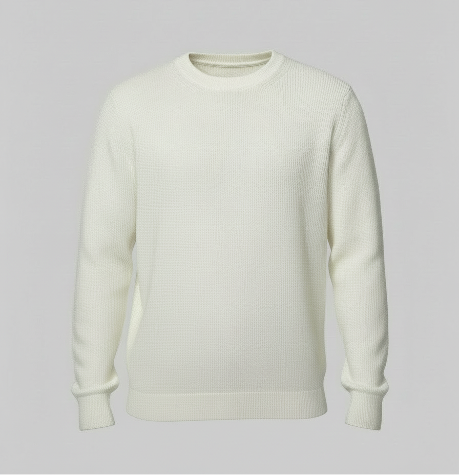 Maglia Giro Collo Micro Trama ALTATENSIONE, Bianco — vista frontale | WEMAX