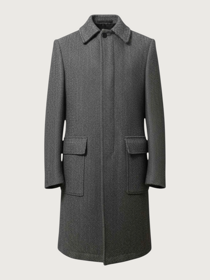 Cappotto monopetto in lana spigato Alessandrini grigio scuro da uomo - Collezione Inverno - Wemax.it