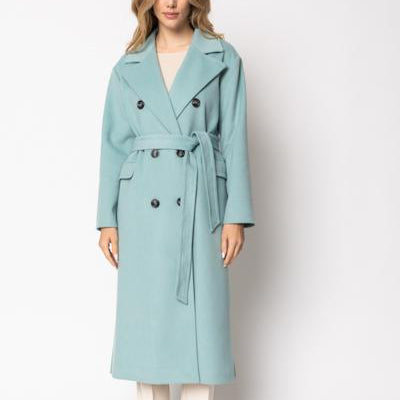 Cappotto doppiopetto con cintura in vita