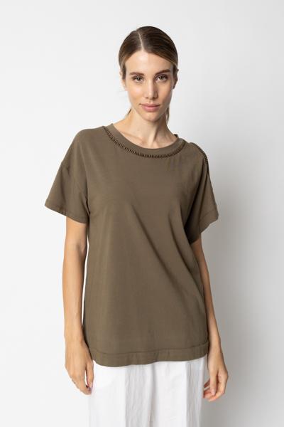 T-Shirt con Ricamo e Dettaglio sul Collo GIULIA VALLI