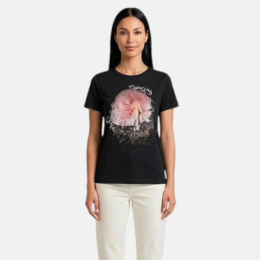 T-SHIRT GEZ700 CON TULLE E BRILLANTINI