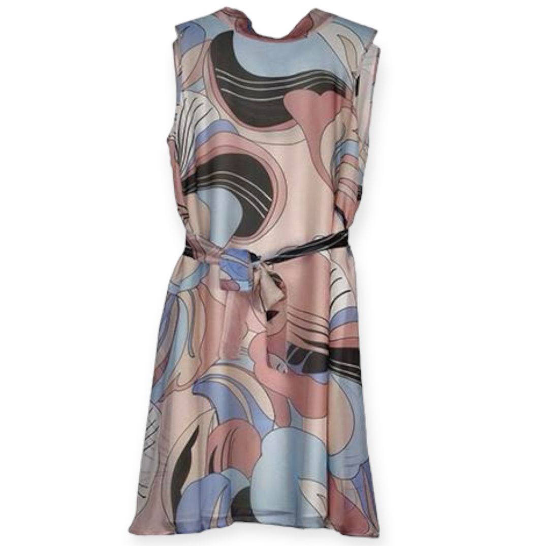 Abito midi a fantasia con collo all’americana GIULIA VALLI