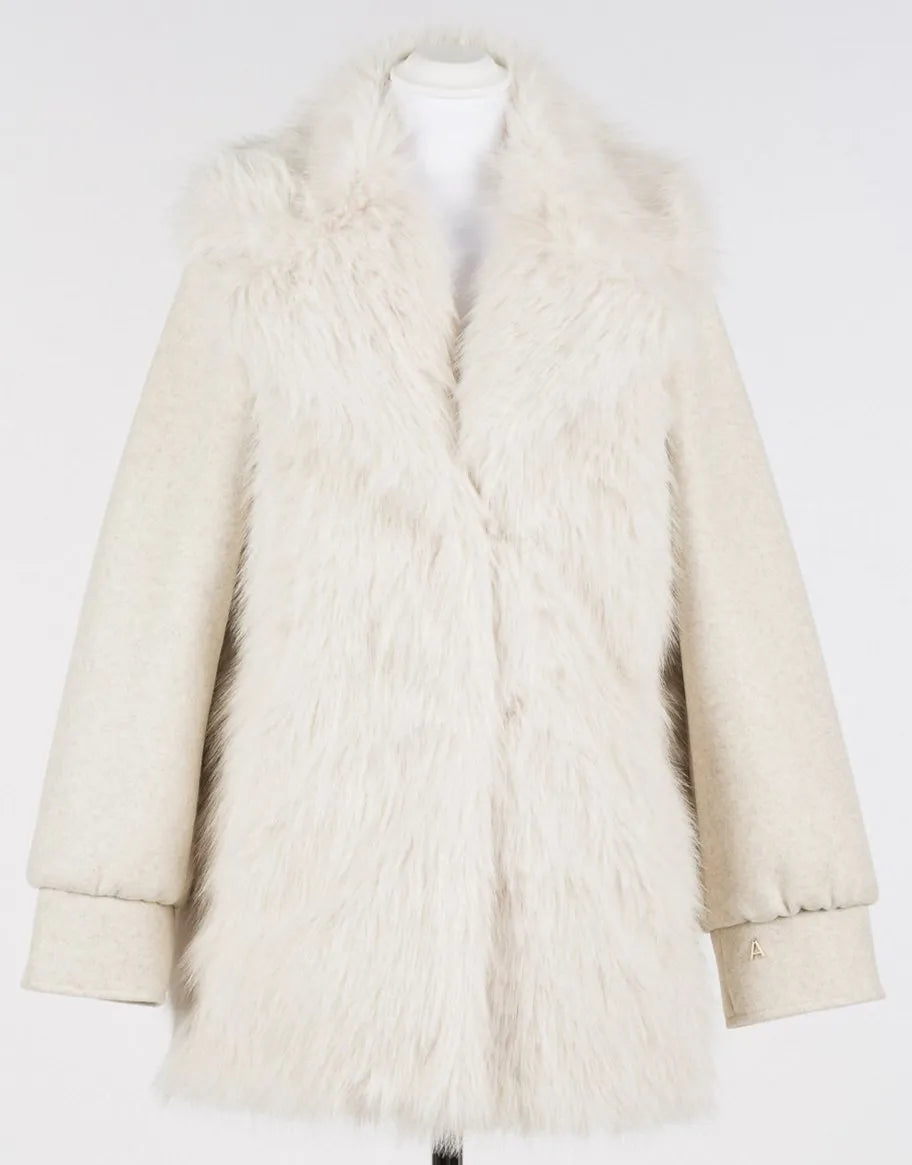Giaccone Donna Pelliccia e Panno Lana TWINSET ACTITUDE