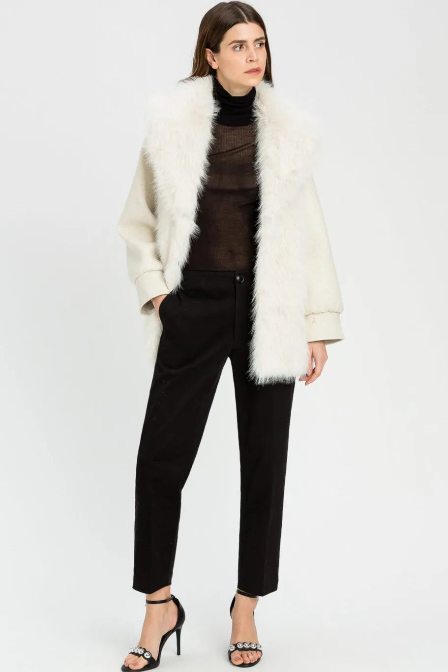 Giaccone Donna Pelliccia e Panno Lana TWINSET ACTITUDE