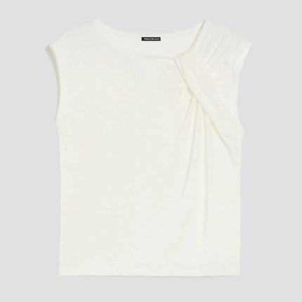 T-Shirt Girocollo di Lino con Motivo a Nodo PENNYBLACK