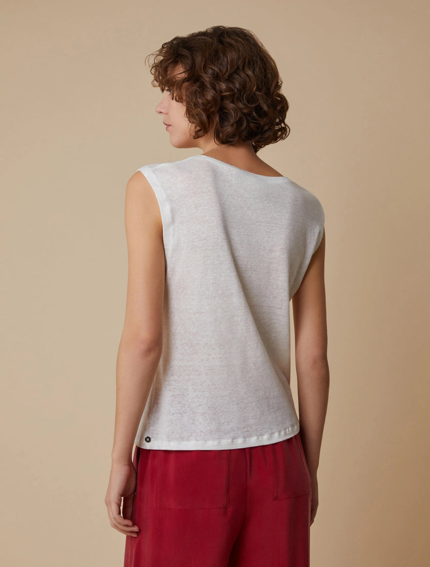 T-Shirt Girocollo di Lino con Motivo a Nodo PENNYBLACK