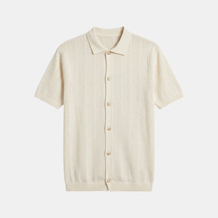 Polo Cardigan  in Tessuto Traforato