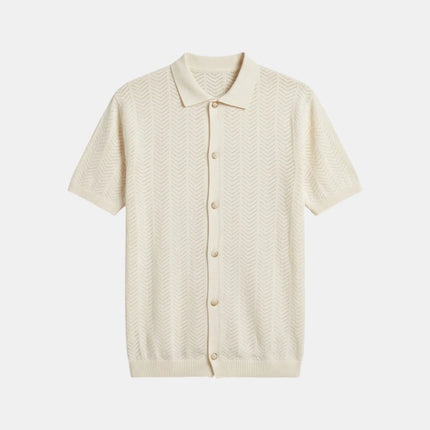 Polo Cardigan  in Tessuto Traforato
