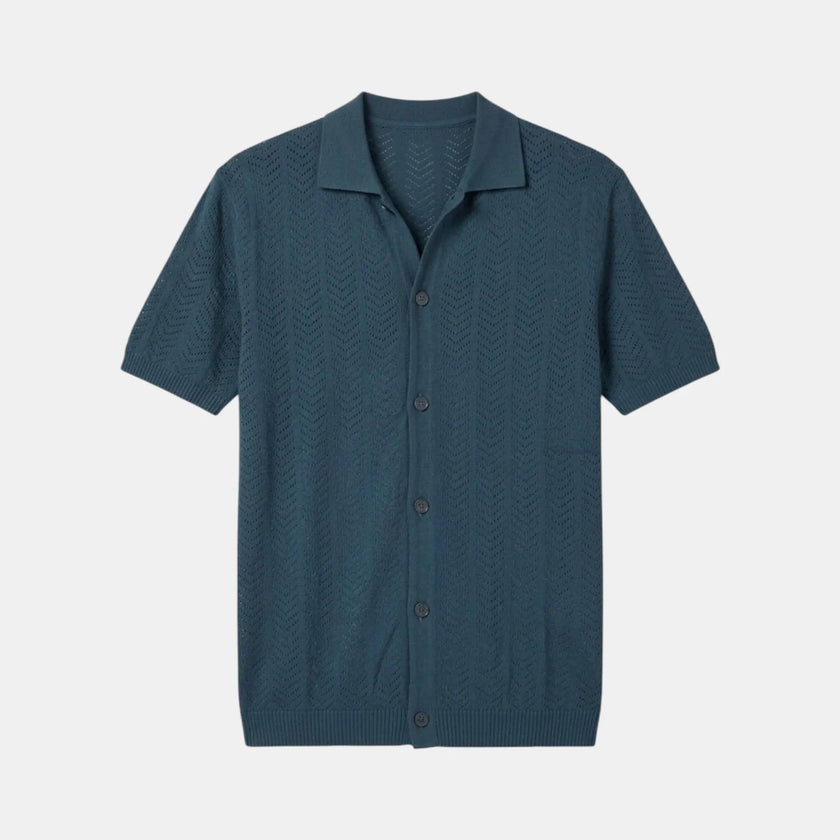 Polo Cardigan  in Tessuto Traforato