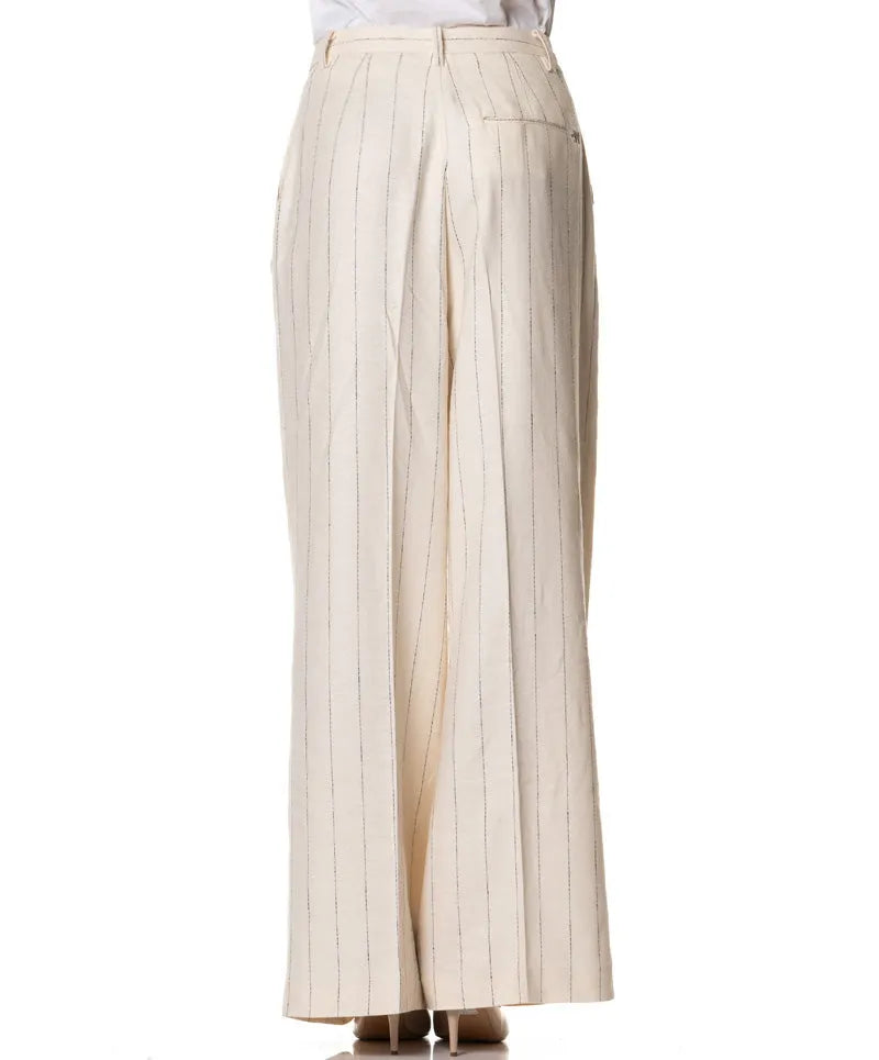 Pantalone Ampio Gessato a Vita Alta HAPPY25