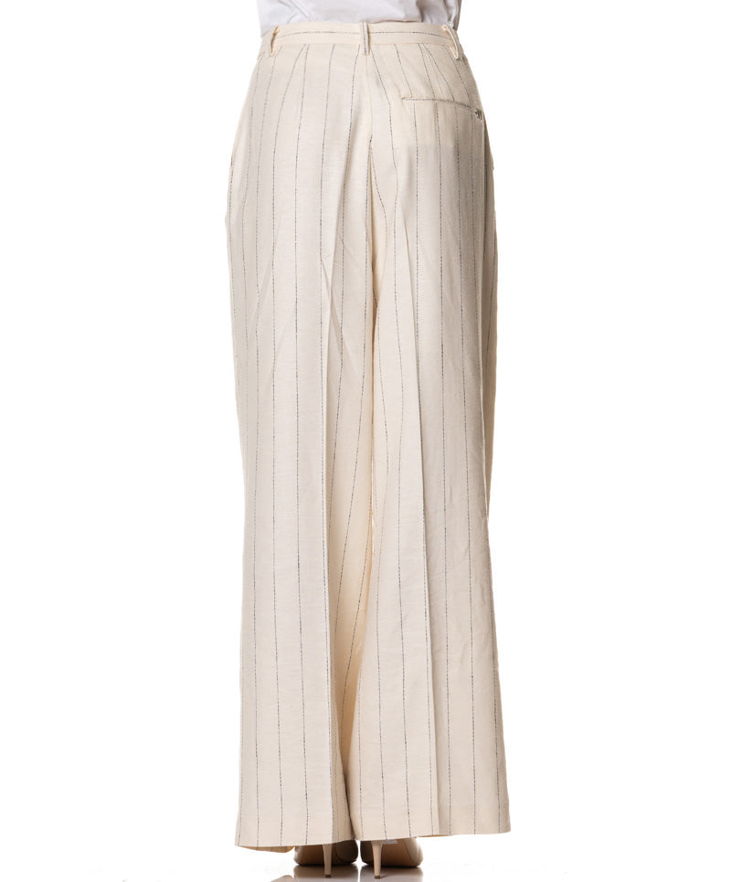 Pantalone Ampio Gessato a Vita Alta HAPPY25