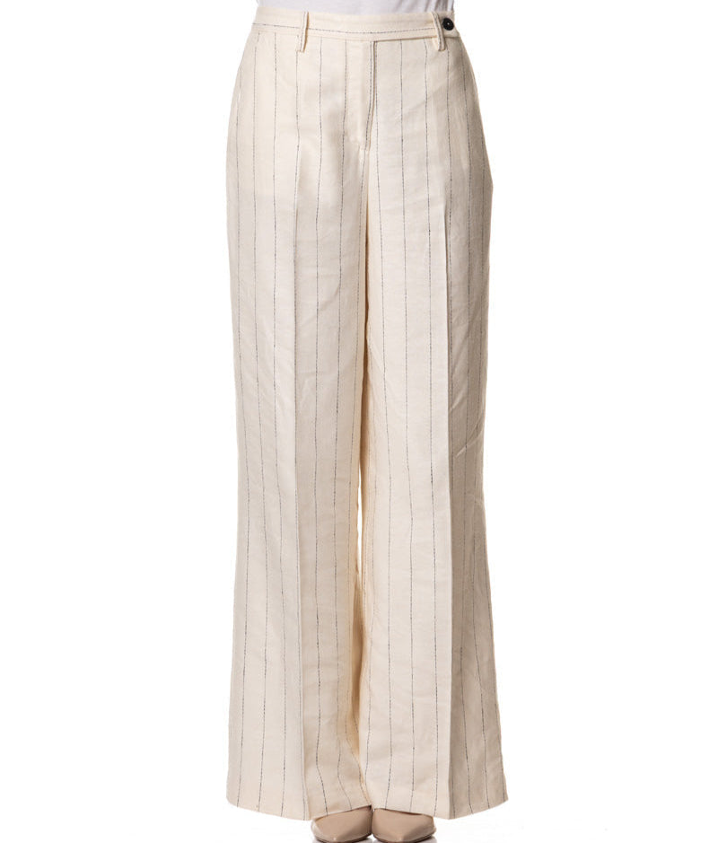 Pantalone Ampio Gessato a Vita Alta HAPPY25