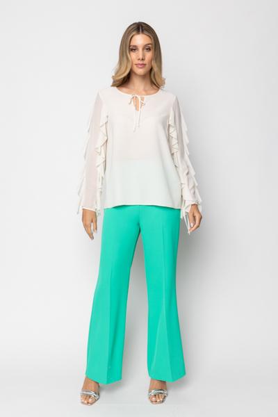 Blusa GG7780 a maniche lunghe con voilant