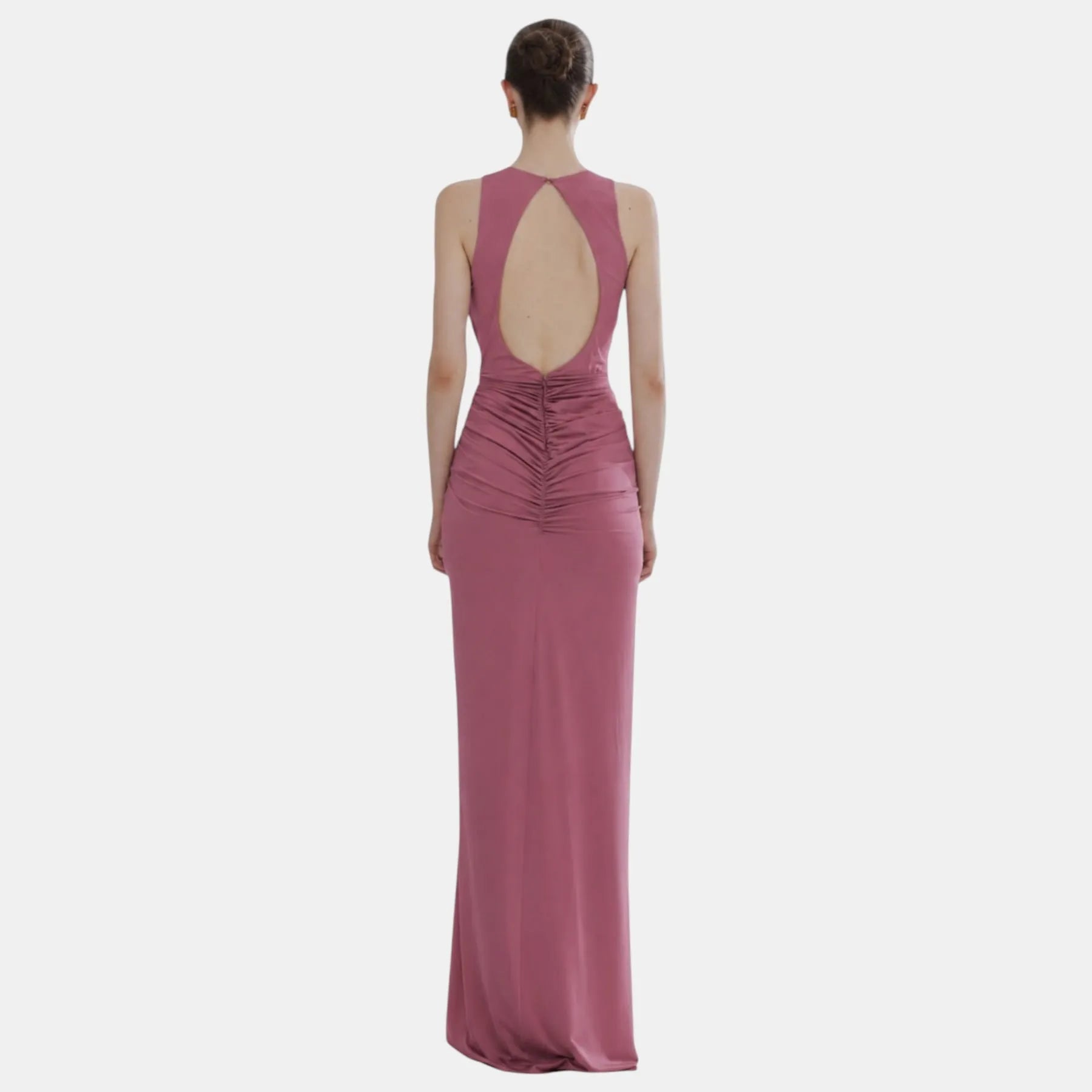 ABITO LUNGO CON DRAPPEGGI E ACCESSORIO FRONALE