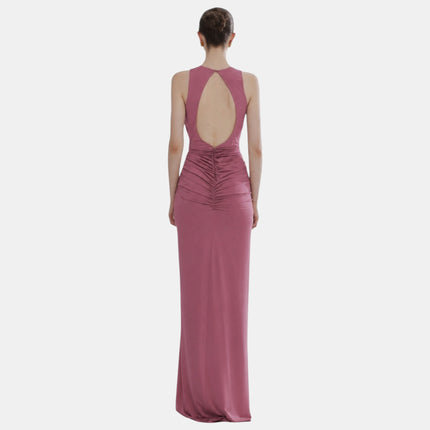 ABITO LUNGO CON DRAPPEGGI E ACCESSORIO FRONALE