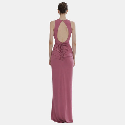 ABITO LUNGO CON DRAPPEGGI E ACCESSORIO FRONALE