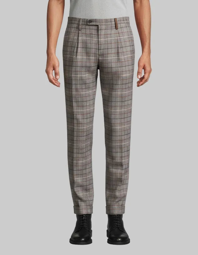 Pantalone 2410R Tasche Filo a Quadri ALTATENSIONE — dettaglio tessuto | WEMAX