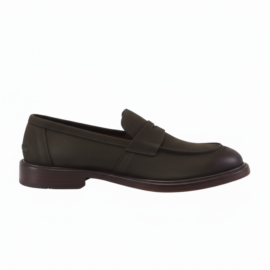 Mocassino B42224  in camoscio crust fondo cuoio